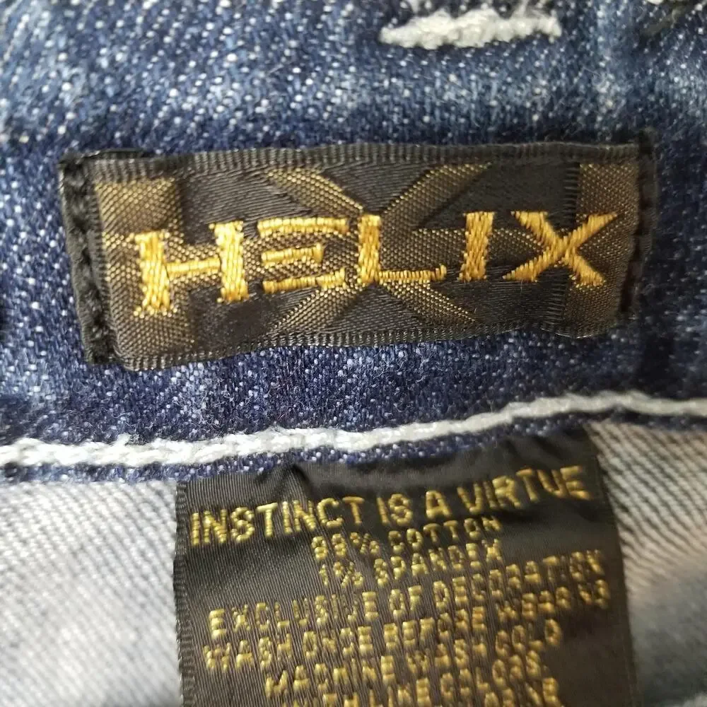 Helix Slim Straight Jeans Mens 33x30 Blue Medium Wash‎ Distressed Denim Pants
